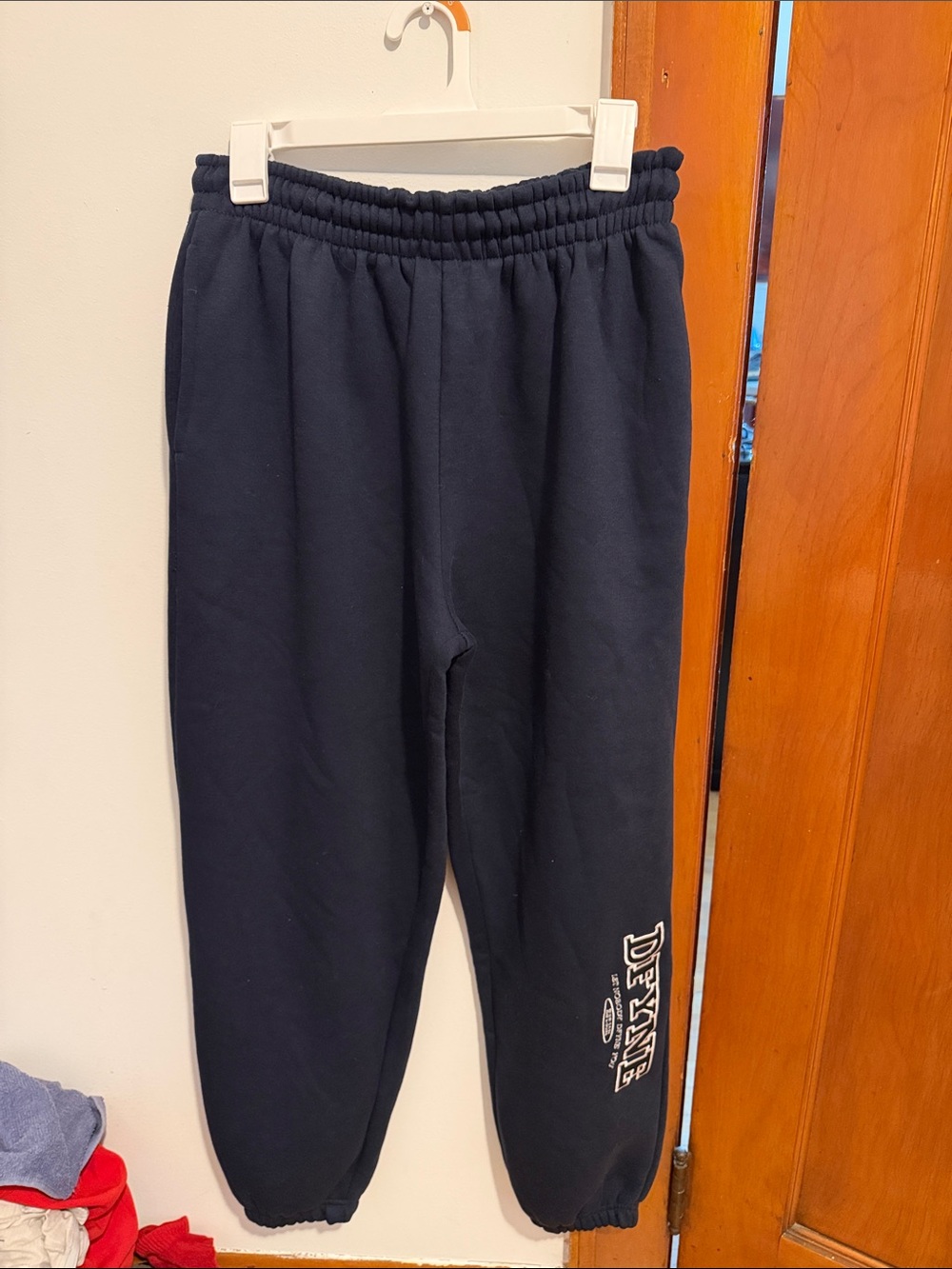 Dfyne Jogger Sweatpants with Side 'DENIM' Logo in Dark Blue